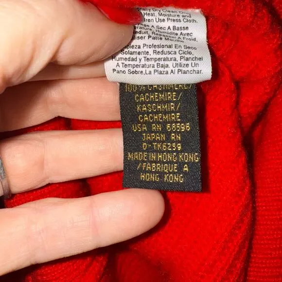 Donna Karan 100% Cashmere Ribbed Cardigan - Red M